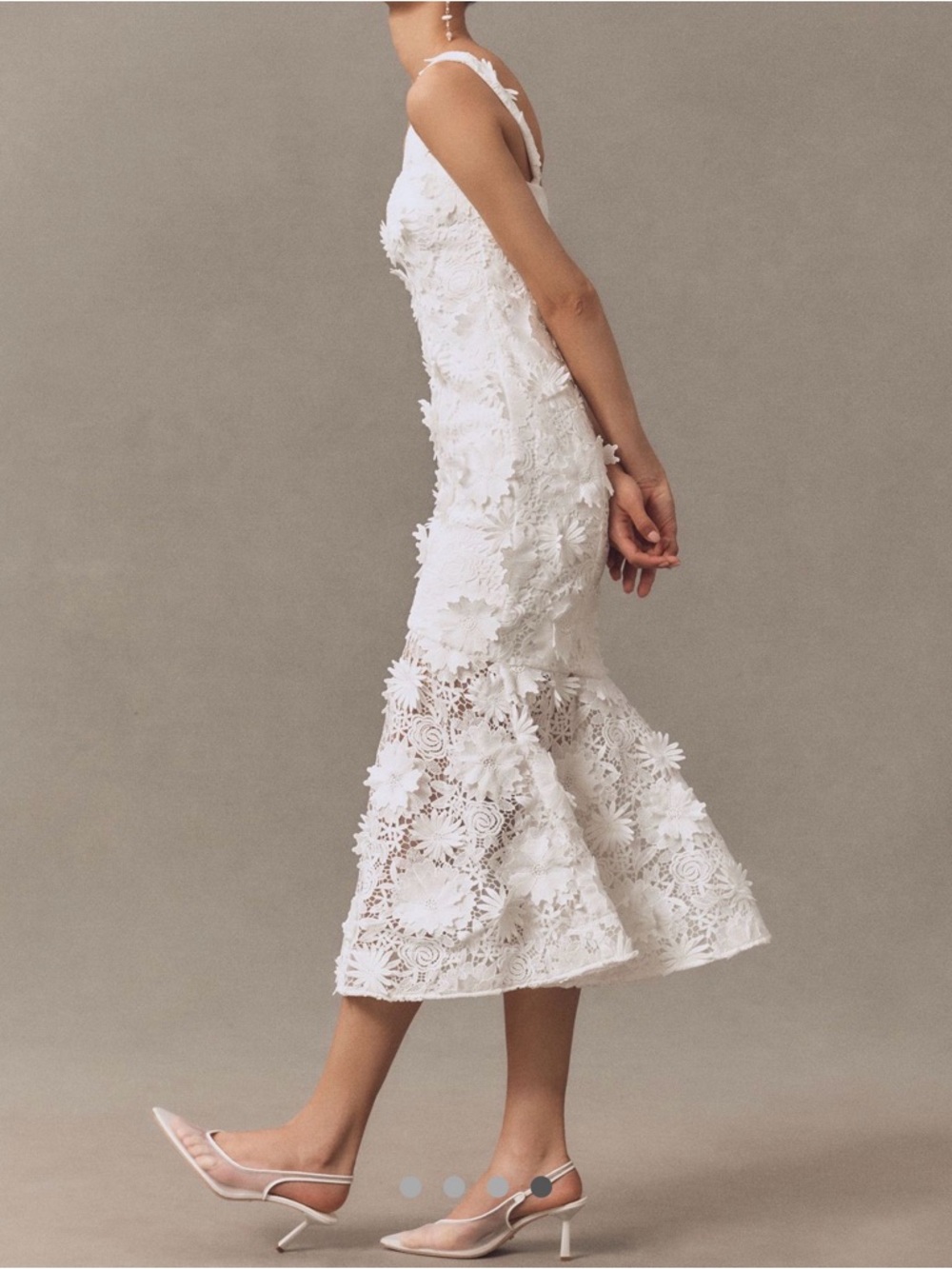 NEW Bardot Marico White Midi Dress Bodice Square Neckline, 3D Lace, US Sz 10 - Picture 4 of 5